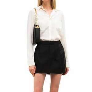 Gucci Mini Skirt Womens Small Black Pleated Silk Panels Pockets Cotton Blend